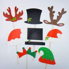 Christmas Photo Booth Props, 50 pcs, Attached NO DIY NEEDED, Ships Fast US