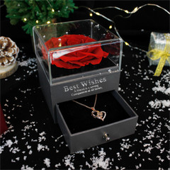 Exquisite eternal flower preserved in an acrylic jewelry box