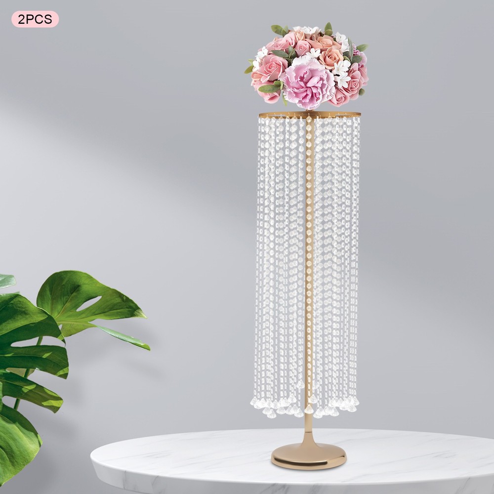 Large Gold Crystal Vases Centerpieces Flower Stand Wedding Centerpieces Decor.