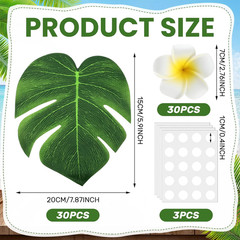 60 Pcs Tropical Party Decor Supplies 30 Pcs 8″ Fak Monstera Leaves 30 Pcs 2.75″