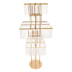 5 Tier Crystal Flower Stand Gold Square Wedding Centerpiece For Table Decor