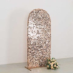 6 ft BLUSH Big Payette Sequin Fitted Round Top Wedding Arch STAND COVER Party