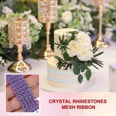 1″x10 Yard Crystal Rhinestones Mesh Ribbon Blue (4mm)