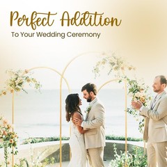 3 Pack Gold Metal Arch Backdrop Stand Set – 6FT, 5FT, 4FT Balloon Stand for W…