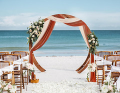 3 Panel Wedding Arch Draping Fabric 29.5″ X18Ft Pearl Fabric Drapes Wedding Shee