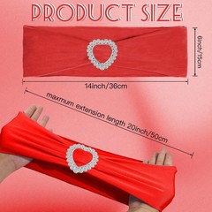 100PCS Spandex Stretch Red Chair Sashes Bows Universal Elastic Chair Cover Bands