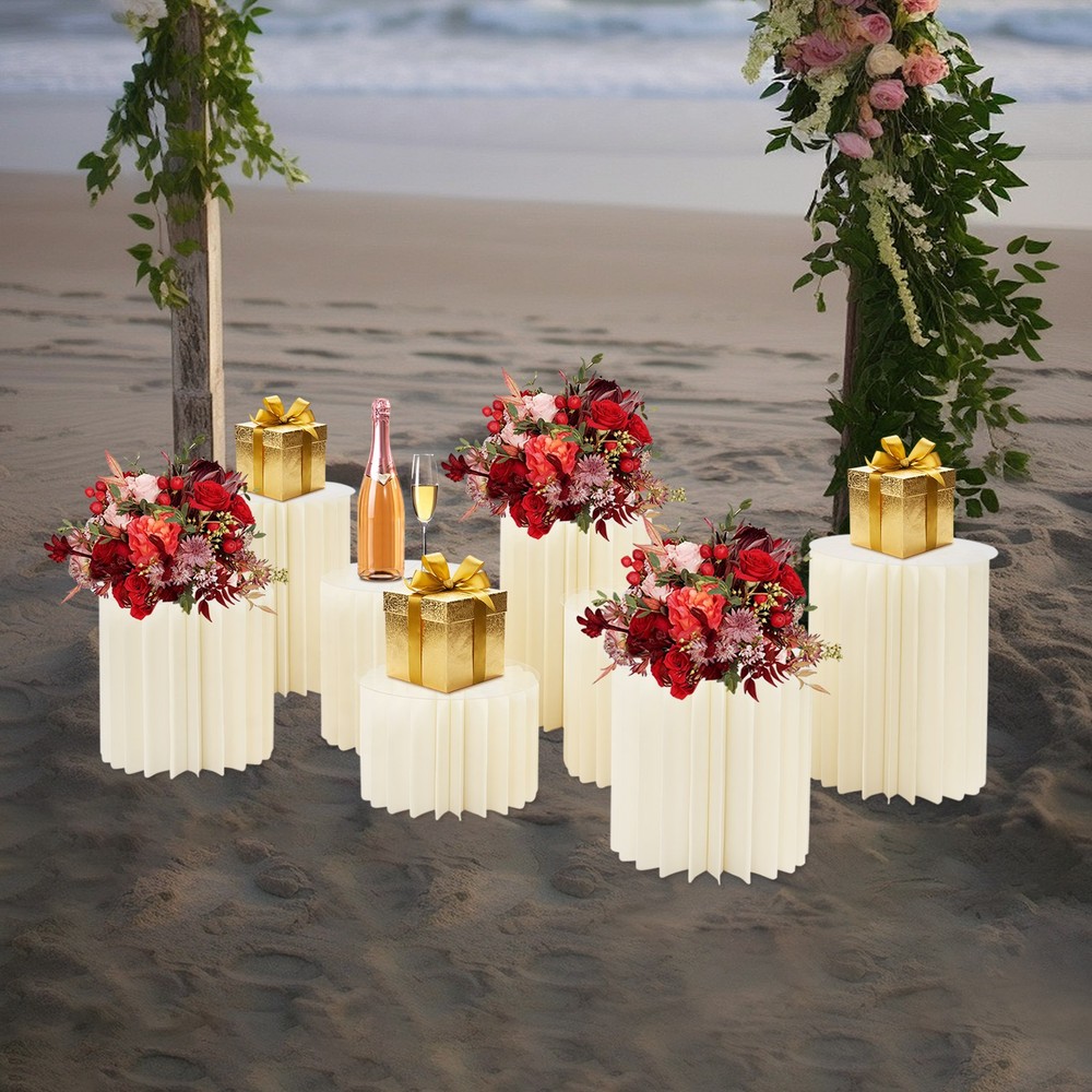 8 Pcs Foldable Paper Column Display Stands, Round Cylinder Wedding Flower Stands