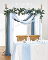 3 Panels Wedding Arch Draping Fabric, 30″ x 20ft Chiffon Fabric Gradient Blue