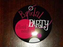 Bridal Party Official Member Button Pin Favor Bachelorette Wedding Black Pink