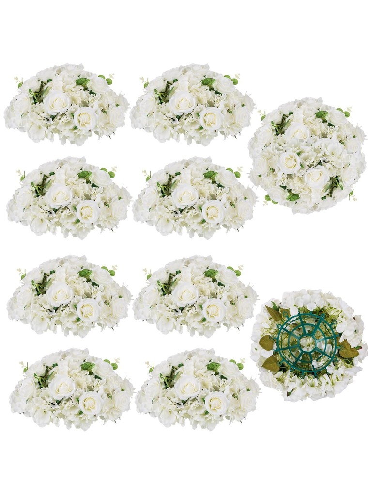 BLOSMON Artificial Flower Balls Wedding Centerpieces 10 Pcs 15.7″ Large White…
