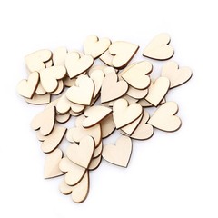 Heart Shape Wood Embellishment For Weddings Plaques Ornament(30mm 50pcs)♡