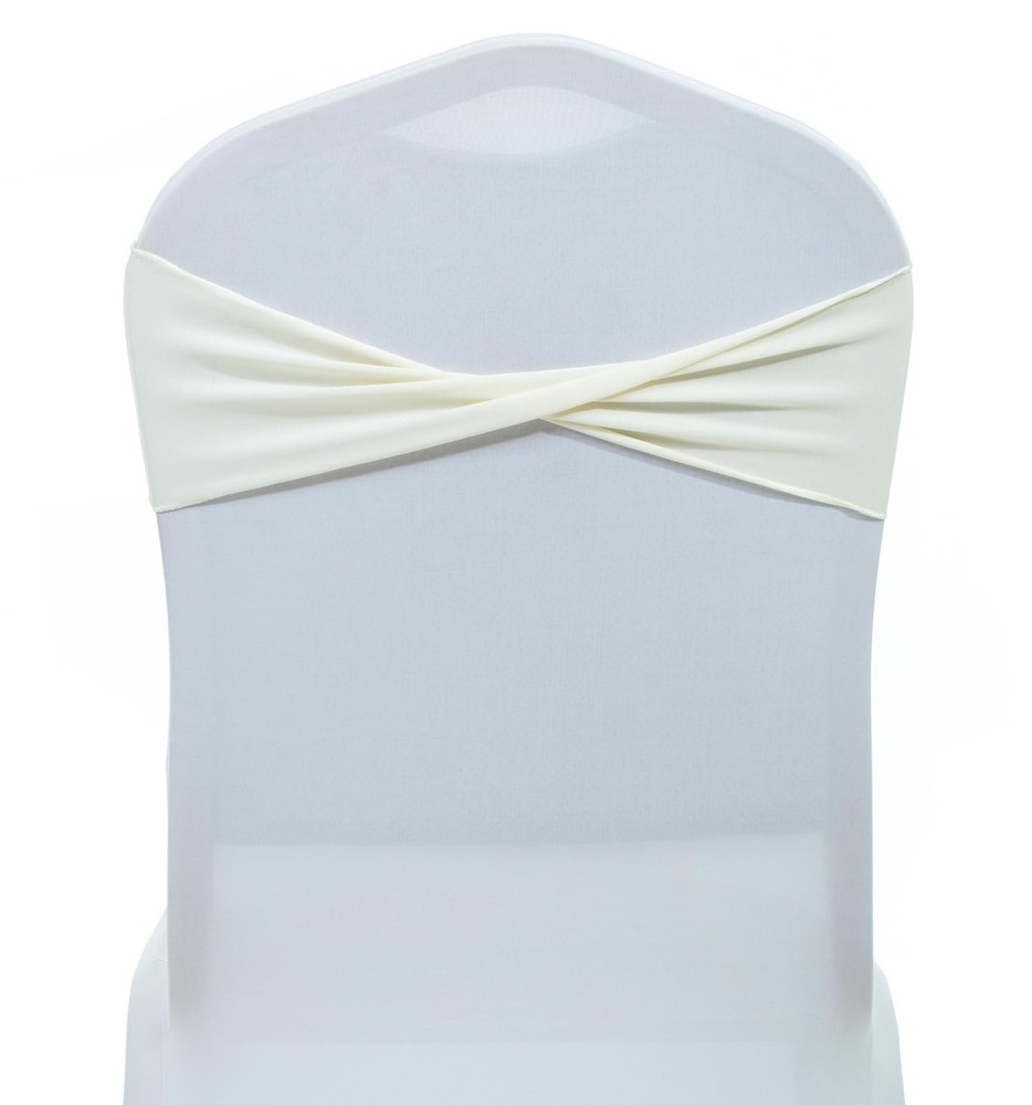 MDS Pack of 25 Spandex Chair Sashes Bows Elastic Stretch Dining Chair Bands T…