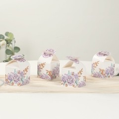 25 Lavender Peony Floral Top Party Favor Boxes Lilac Wedding Party Events