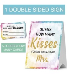 Guess How Many Kisses For The Soon To Be Mrs Wedding Bridal Shower Sign