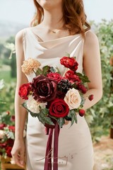 Ling’s Moment Artificial Flowers Fake Silk Roses Faux Dahlia Foam Gardenia Co…