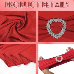 100PCS Spandex Stretch Red Chair Sashes Bows Universal Elastic Chair Cover Bands