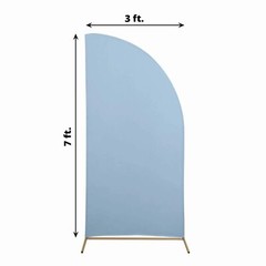 7 ft x 3 ft DUSTY BLUE Matte Fitted Spandex Half Moon Arch Stand Cover Wedding