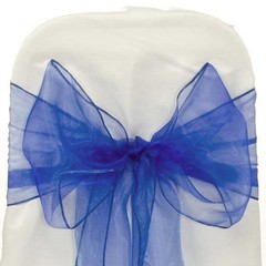 100pc ROYAL BLUE Organza Chair Sash Bows for Wedding Banquet Party Event Decor