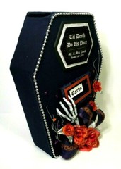 Halloween Wedding card box,coffin,orange,gothic,fabric,custom,personalized,navy