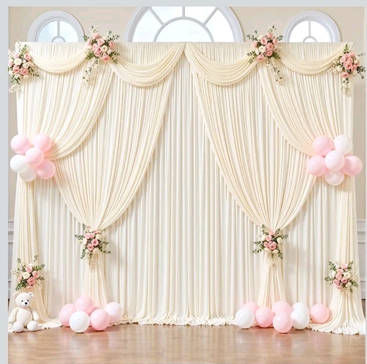20ft x 12ft Champagne Backdrop Curtains Wrinkle Free Backdrop Curtain for Wed…