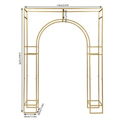 7.9ft Gold Wedding Arch Backdrop Stand, Square Arch Double Metal Balloon Arch