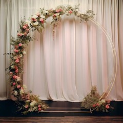 Gold 8 feet Metal Double Hoop BACKDROP STAND Wedding Arch Party Events Supplies