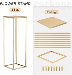 23.6in 2 Pcs Tall Gold Metal Flower Stand for Wedding Table Centerpieces Decor