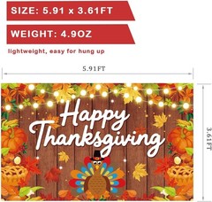 Thanksgiving Day Banner, 5.91×3.61FT, Polyester Fabric Backdrop, for Thanksgi…