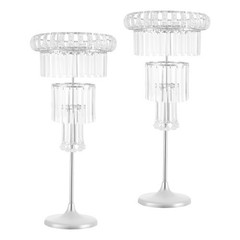 2Pc Silver Acrylic & Iron 4-Tier Free-Standing Flower Stand 82cm Wedding