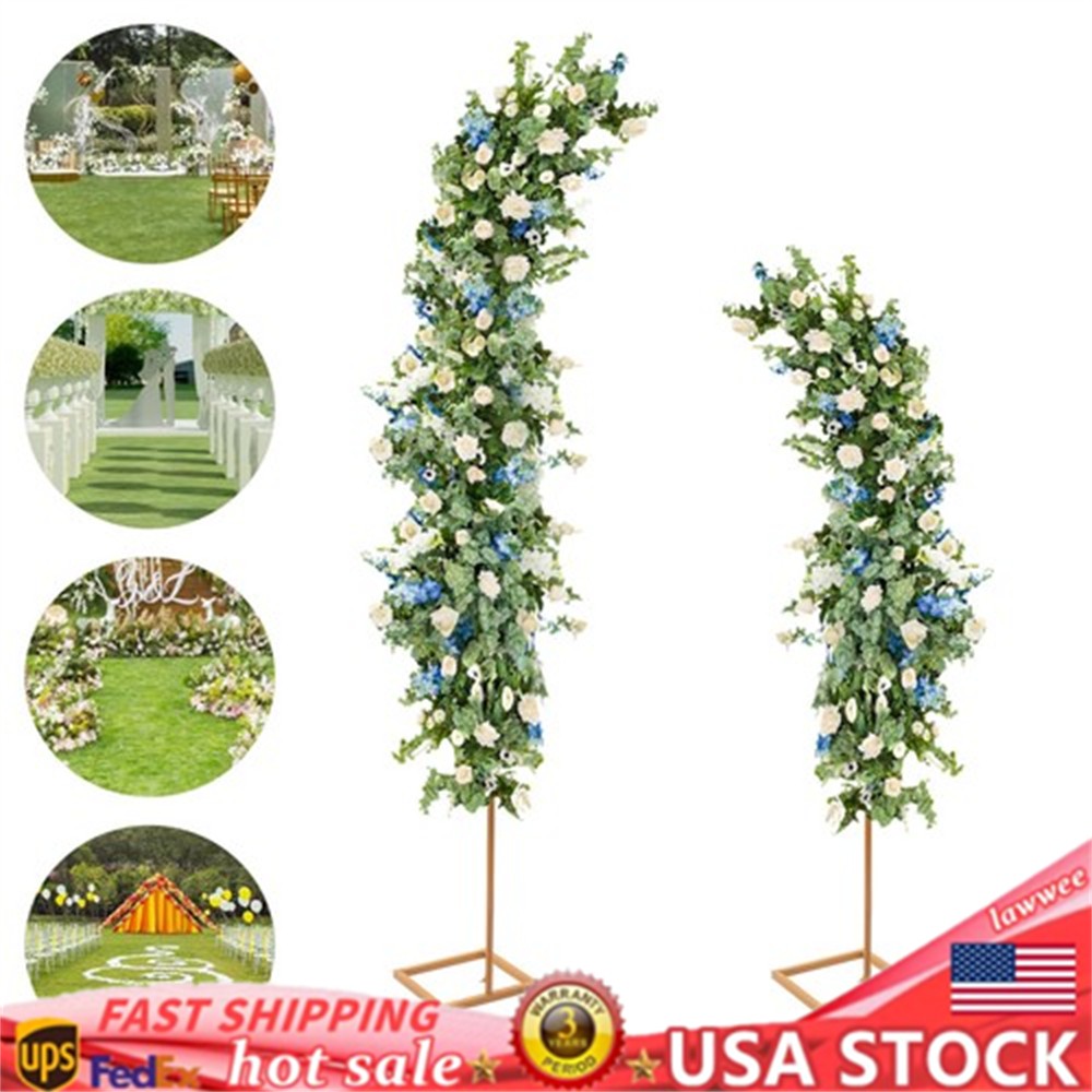 2Pcs Metal Wedding Arch Frame Party Garden Arbor Flower Backdrop Stands Decor