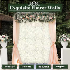 Silk Artificial White Hydrangea Flower Wall Panels 15.74” x 23.6” – 5 Pack