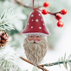 Mushroom Santa Christmas Ornament, Holiday Garden Tree Hanging Decorations by…