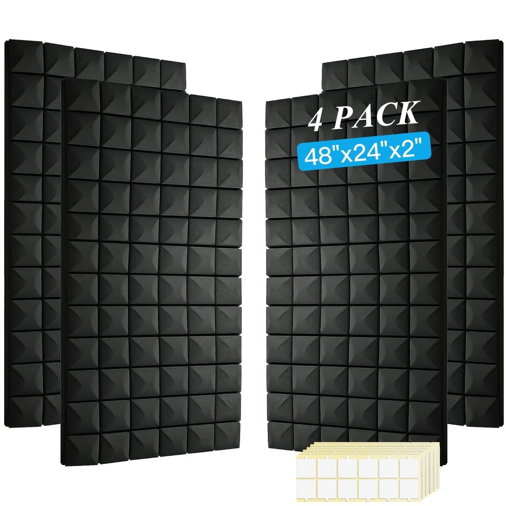 4 PCS Acoustic Panels,48”X24”X2” Sound Proof Foam Panels for Walls,High De…