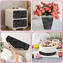 Rhinestone Ribbon Black Rhinestone Strips Self Adhesive, 3 Yards Black