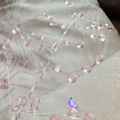 Acrylic Crystal Bead Flower Branch String Bridal Headdress Wedding Props Tiara