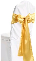 14 pcs Satin Chair Cover Bow Sash 104″x6″ Gold Brass Wedding Party Banquet Event