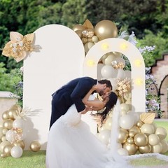 White Arch Backdrop Stand with Lights, Balloon Arch Frame Party Decoration |