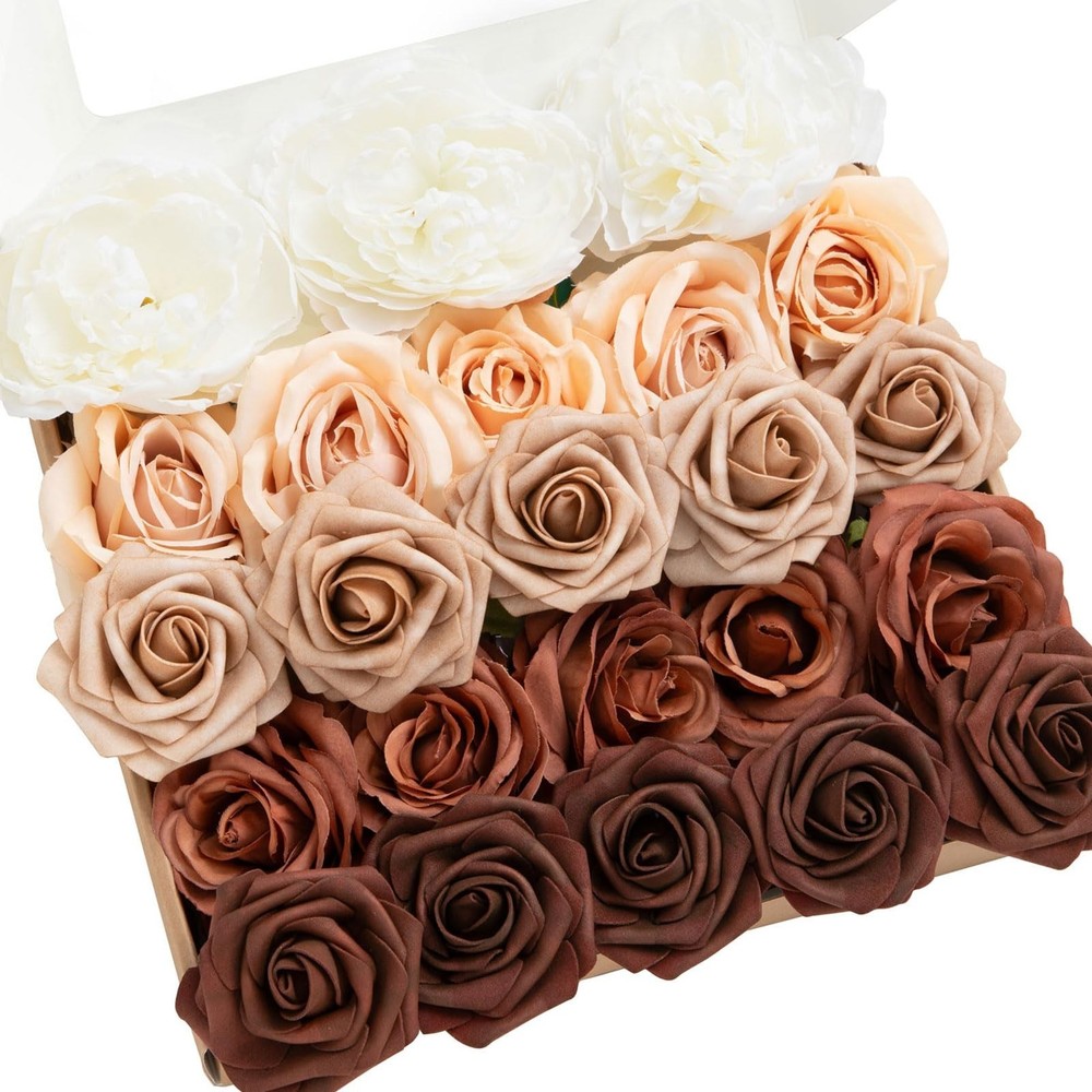 Ling’s Moment Artificial Flowers Fake Silk Peonies Faux Foam Roses Combo for …