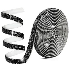 Rhinestone Ribbon Black Rhinestone Strips Self Adhesive, 3 Yards Black