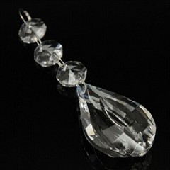 10Pcs Teardrop Crystal Glass Lamp Prisms Part Decoration Pendant +Octagon Beads
