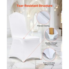 VEVOR 50pcs Chair Covers White Stretch Spandex Wedding Party Event Banquet Eve
