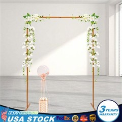 Square Wedding Arch, Gold Metal Framework Heavy Duty Backdrop Stand Garden