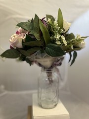 Elegant Artificial Rose Bouquet Burgundy, Cream & Blush Wedding, Home Décor