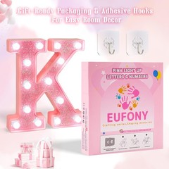 Pink LED Light Up Marquee Numbers, Glitter Lighted Numbers Sign Battery Opera…