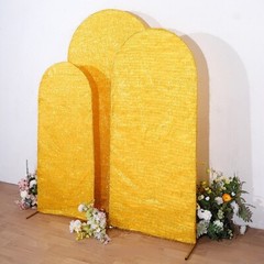 3 Polyester with Metallic Tinsel Round Top Arch Backdrop STAND COVERS Party