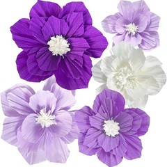 Purple Paper Flowers 3D Wall Decor Party Decorations Girls Women Elegant