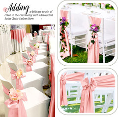Rose Gold Satin Chair Sashes – 50 Pcs for Weddings and Events Decoration