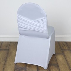 White MADRID BANQUET CHAIR COVER with CrissCross Design Wedding SALE
