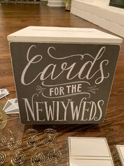 Wedding / Bridal Accessories Lot – Card Box, Table Number Holders, Signs