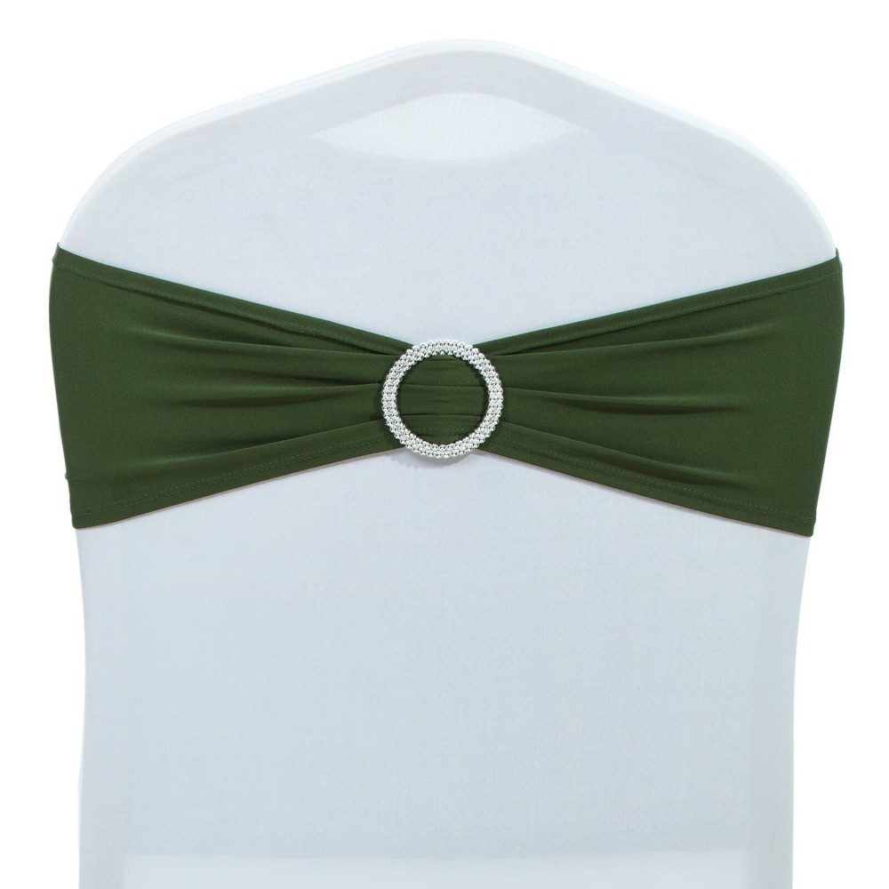 100 Spandex Stretch Chair Cover Sashes Bows Wedding Party(Olive Green)~FREE SHIP
